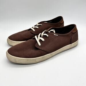 Toms Men's Carlo Sneakers Brown Lace Up Lightweight Casual Canvas Shoes size 9.5